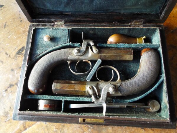 19th Century Cased Pair Of Manstopper Pocket Pistols By Askey - Image 3