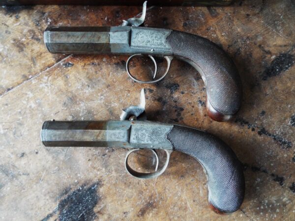 19th Century Cased Pair Of Manstopper Pocket Pistols By Askey - Image 9