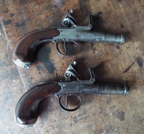 Flintlock Queen Anne Period Cannon Barrel Pocket Pistols - Image 3