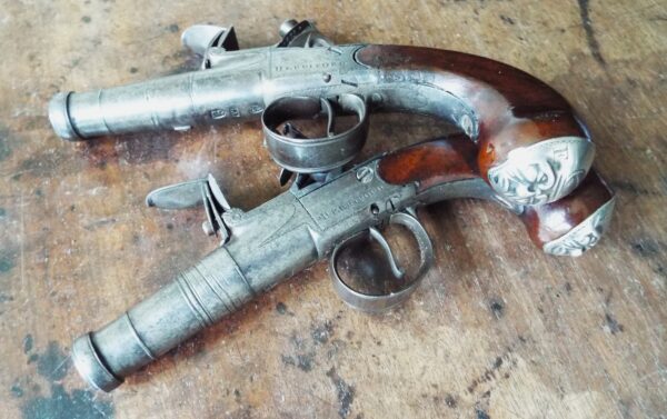 Flintlock Queen Anne Period Cannon Barrel Pocket Pistols - Image 8