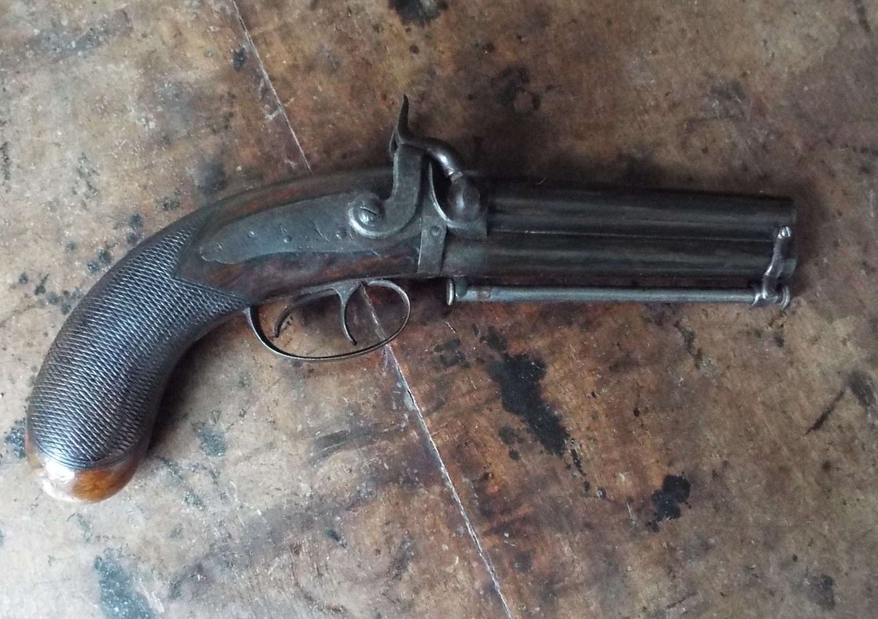 19th century o/u Double Barrel Percussion Pistol by Blake - Image 4