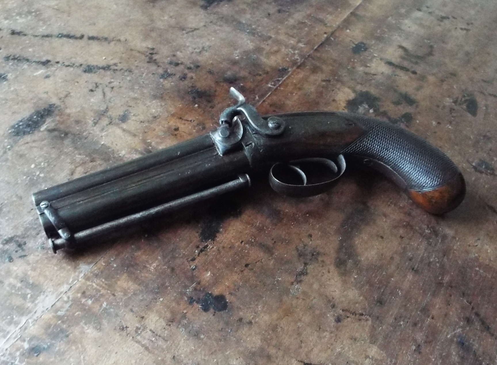 19th century o/u Double Barrel Percussion Pistol by Blake - Image 7