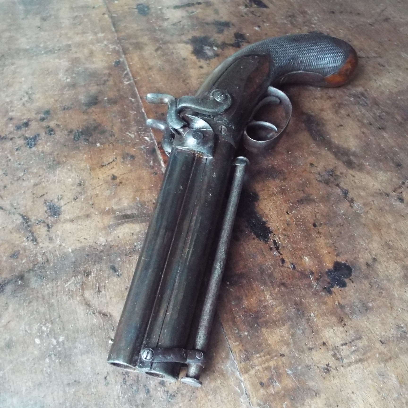 19th century o/u Double Barrel Percussion Pistol by Blake - Image 8