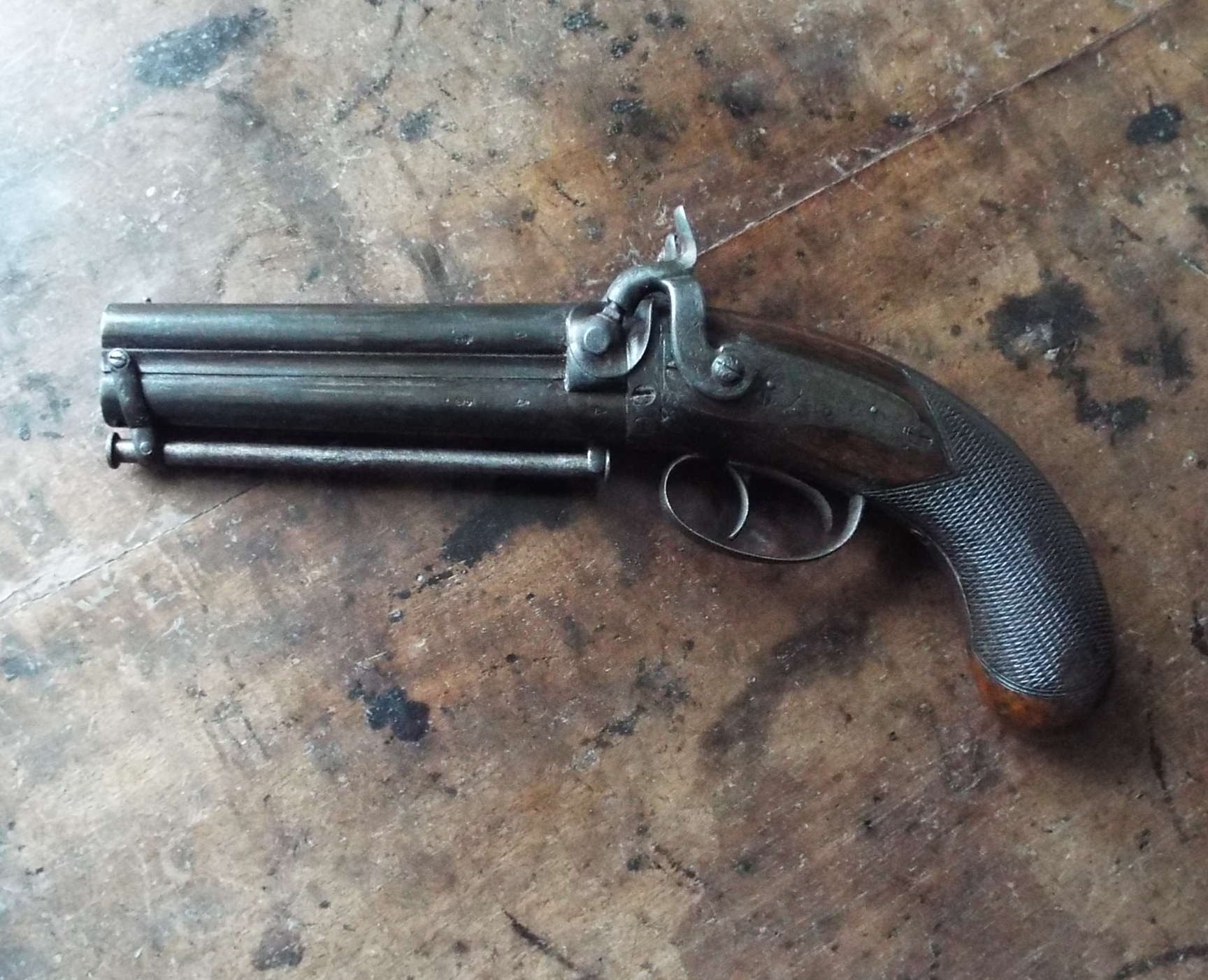 19th century o/u Double Barrel Percussion Pistol by Blake - Image 9