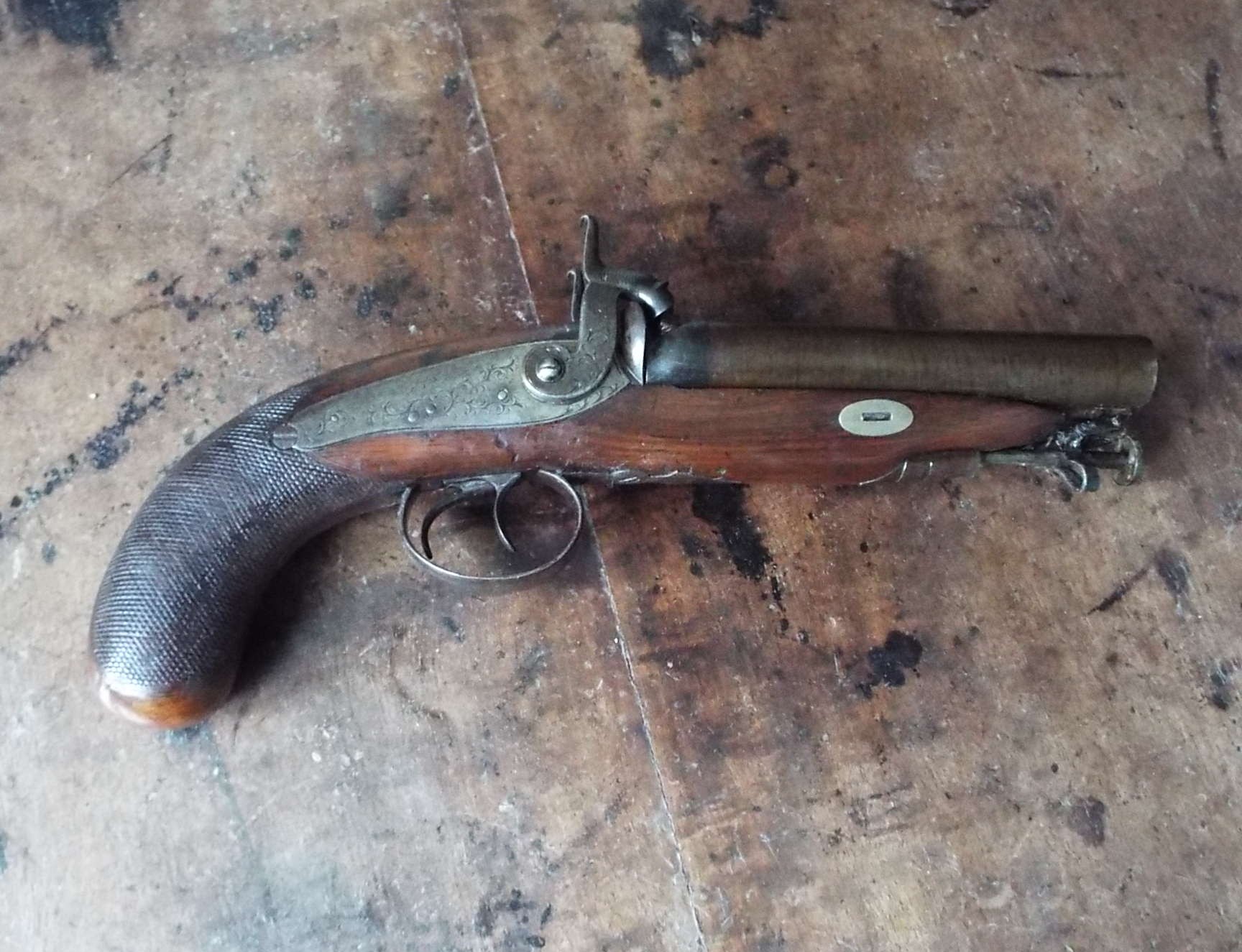 19th Century Percussion Double Barrel Howdah Pistol - Image 4