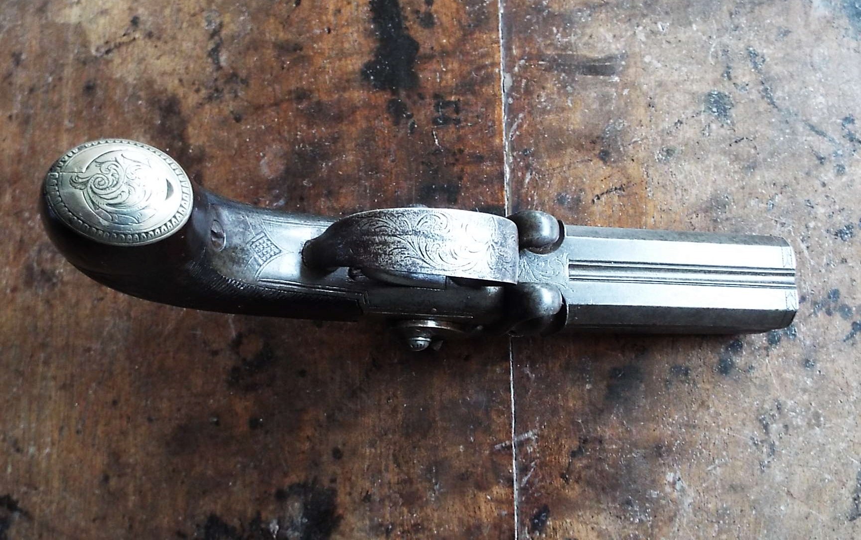 19th Century Four Barrel Turn-over Overcoat Pistol - Image 3