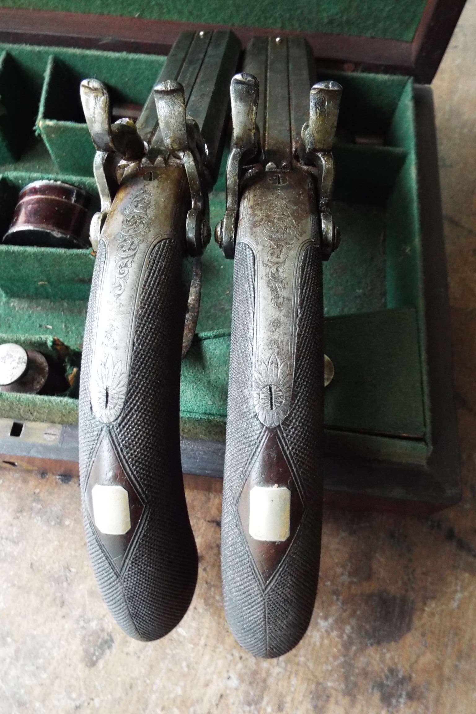 Cased Double Barrel Traveling Pistols By Dougall of Glasgow - Image 4
