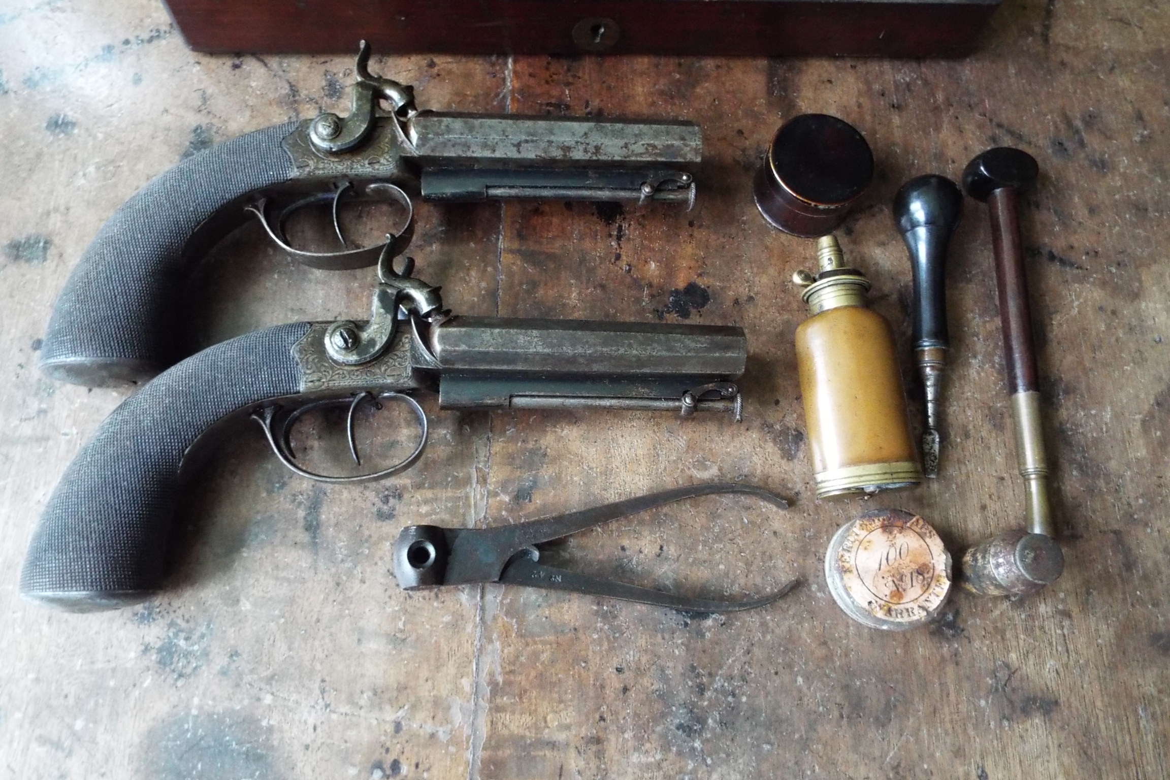 Cased Double Barrel Traveling Pistols By Dougall of Glasgow - Image 6