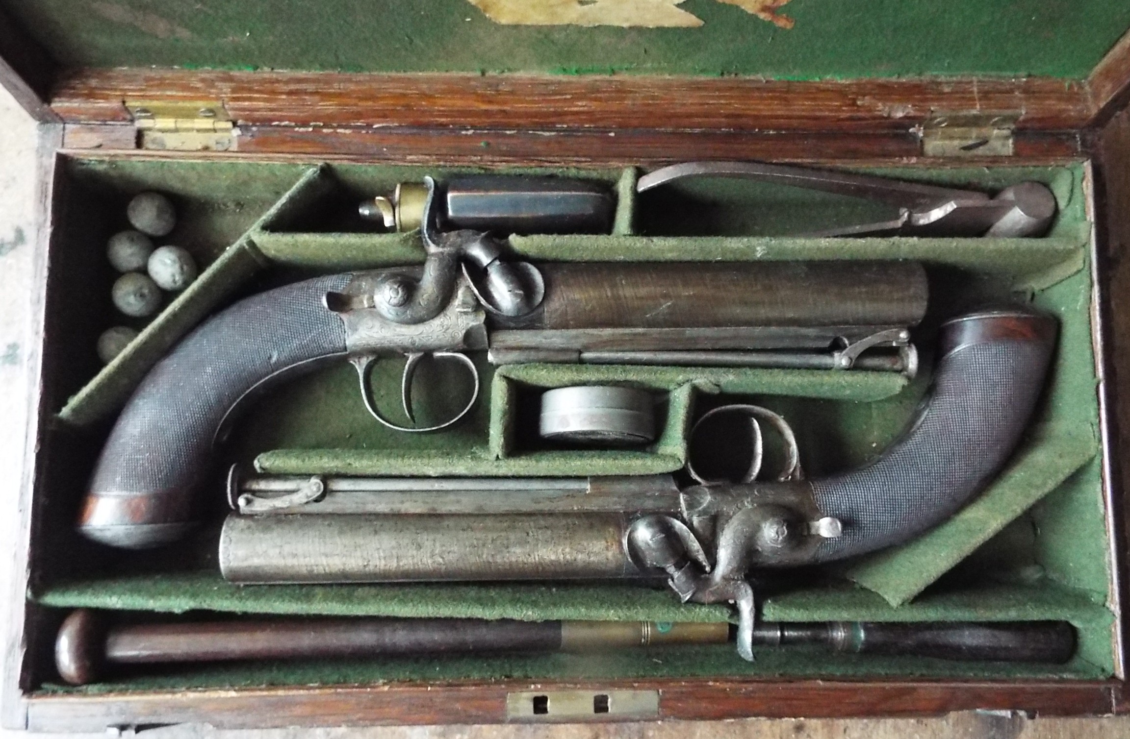 Cased Pair of Percussion Belt Pistols by J & W Wood of Manchester - Image 2