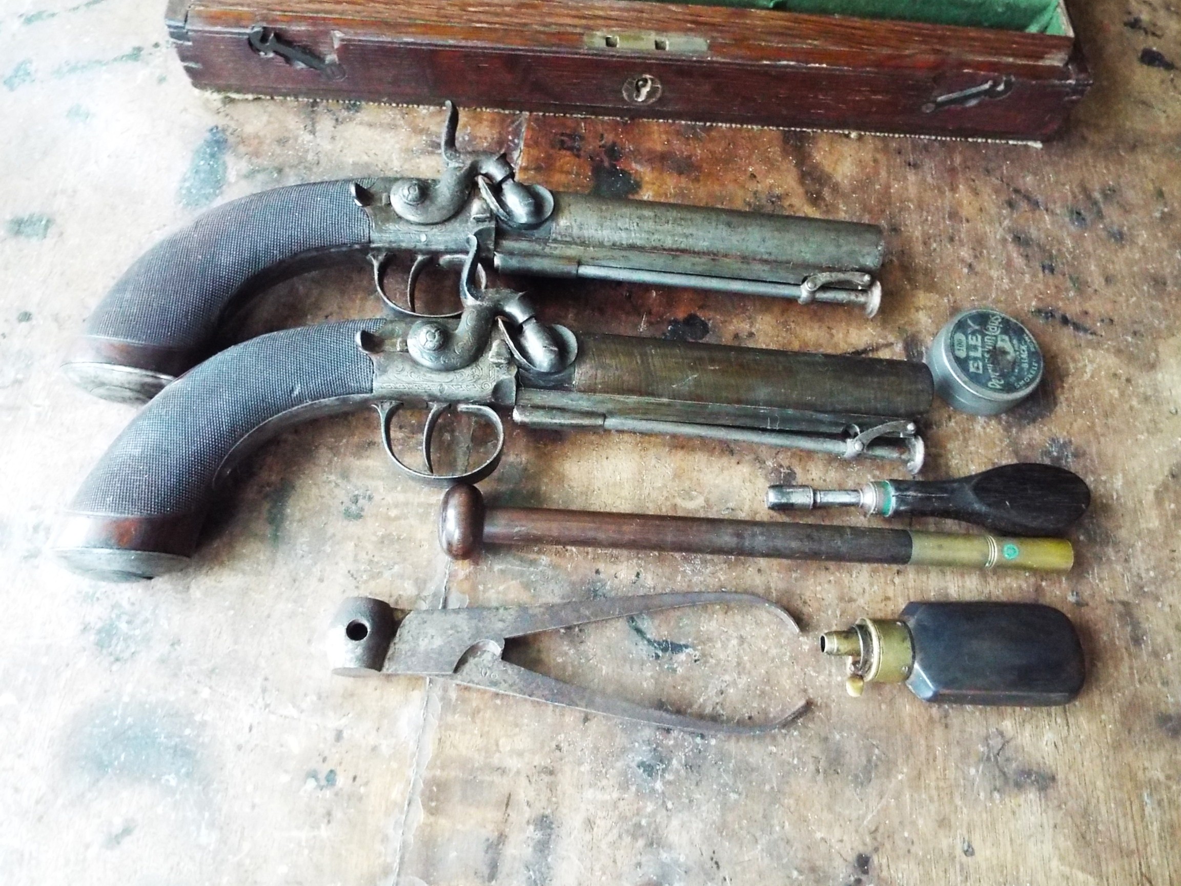 Cased Pair of Percussion Belt Pistols by J & W Wood of Manchester - Image 10